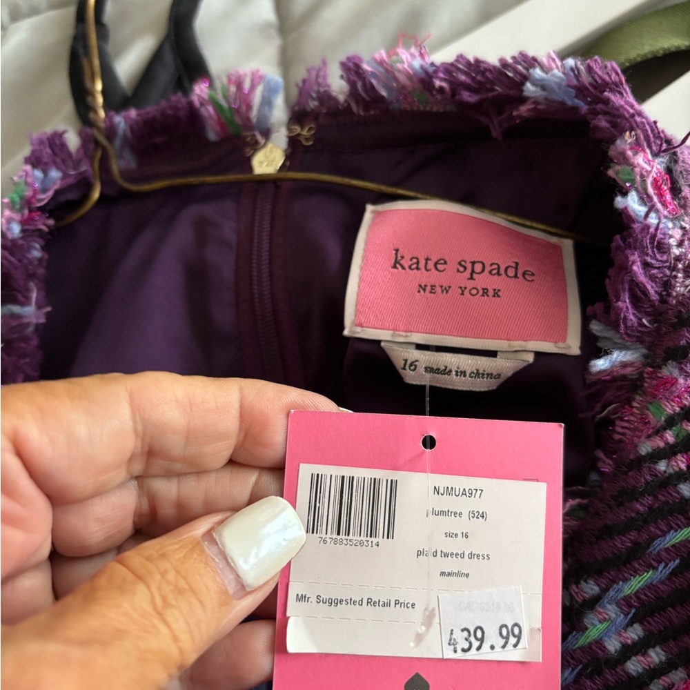 Kate Spade Purple and White Midi Dress Fit and Flare Size 16. NWT - Picture 2 of 4